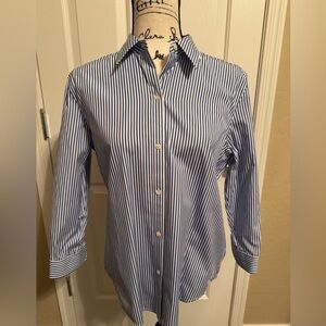 American Living Women’s Vintage Classic Blue/White Stripe 3/4 Sleeve Shirt Large